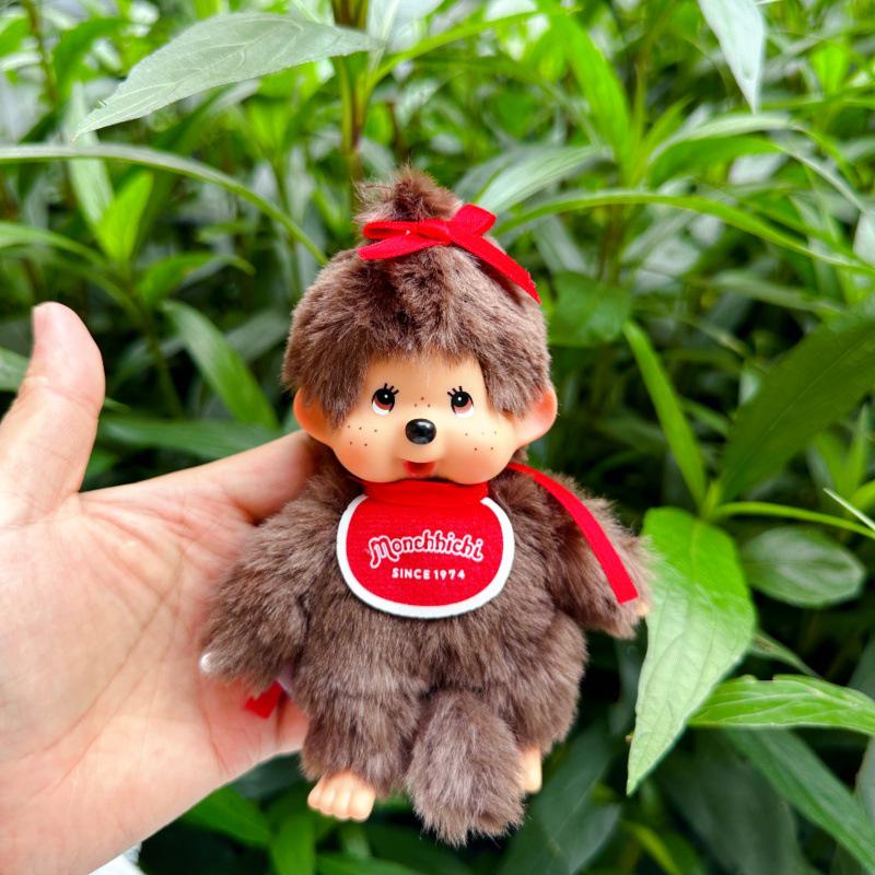 15cm Monchhichi Couple Dolls: Silicone Plush Toy & Bag Pendant