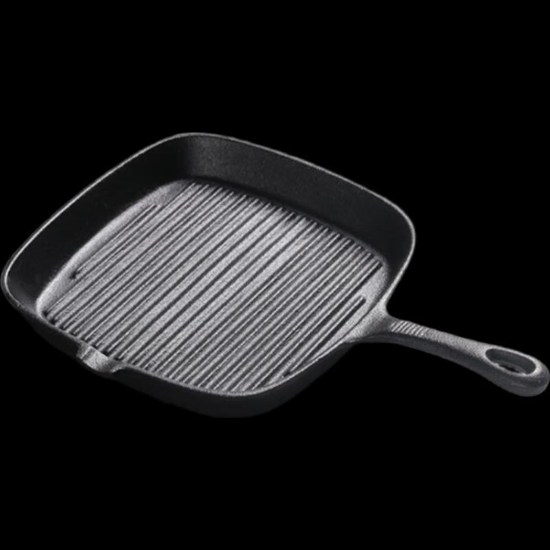 ZISIZ 24cm Cast Iron Striped Steak Frying Pan