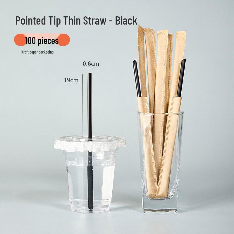 Ru Han High-Temperature Resistant Black Kraft Paper Thin Disposable Straws