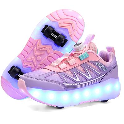 Four-wheel Running Shoes Detachable Flat Shoes Rechargeable USB Luminous Sports Light Shoes Girls Roller Skates Boys Shoes