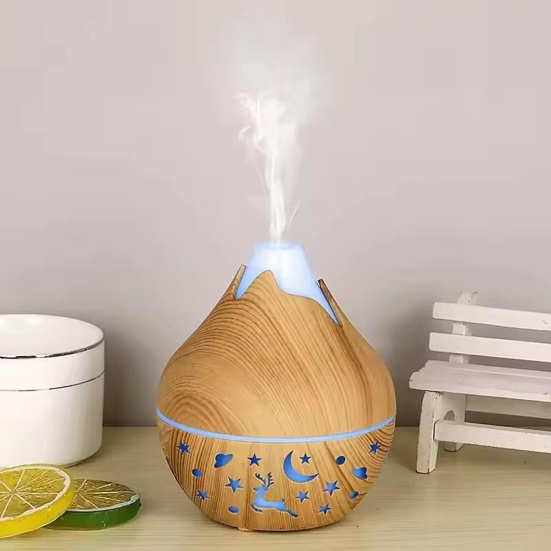 Vulkan Luftbefeuchter 300ml Schreibtisch USB Wassernebel Diffusor Lufterfrischer Vernebler mit Buntem Umgebungs-Nachtlicht