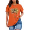 Ladies' Loose Comfortable Casual And Fashionable Hawaiian Plant Print Round Neck Short Sleeved Shirt