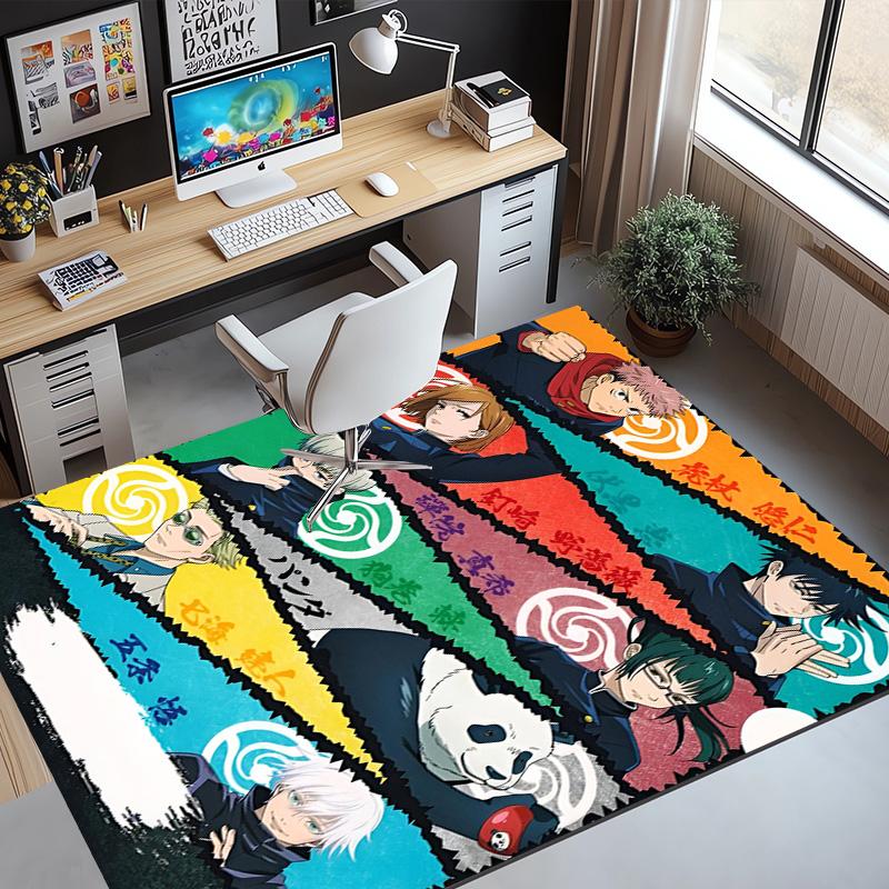 Jujutsu Kaisen Pattern Rug, Indoor/Outdoor Mat, for Picnic, Gameroom, Bedroom, Office, Living Room, Home Decor Carpet, Birthday Gift