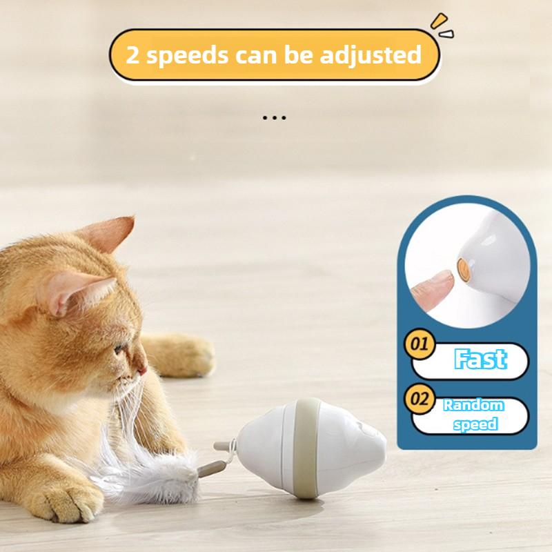 360 ° Rolling Mouse Shaped Cat Toy Automatic Glowing Feathers Cat Teasing Toy Usb Charging Indoor Fun Animal Game Interactive Companion Pet Supplies