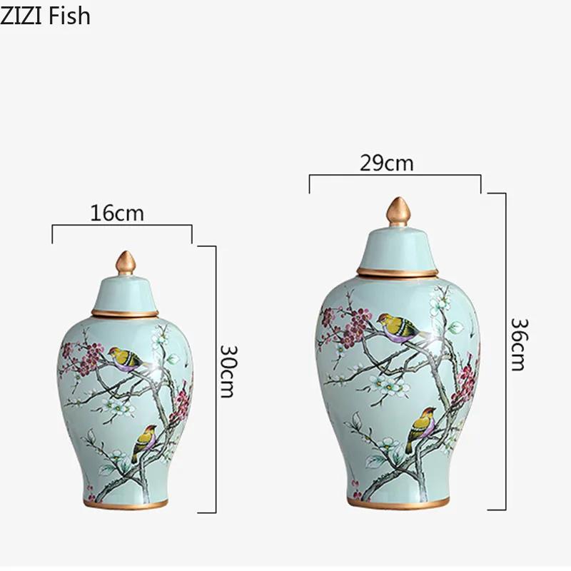 Malované keramické vázy Ozdoby Klasické květiny a ptáci Vázy Víceúčelové Starožitné porcelánové úložné nádoby Rustikální domácí dekorace