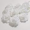 50 teile/pakete Weiß PE Rose Künstliche Blume Kopf Mit Stiel DIY Bouquet Hochzeit Party Dekoration Sammelalbum Liefert