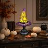 Halloween Desk Decor Stained Glass Witch Hat Lamp Table Lamp with Inline Switch USB Powered Aesthetic Style for Bedroom Bookshelf Desk Witches