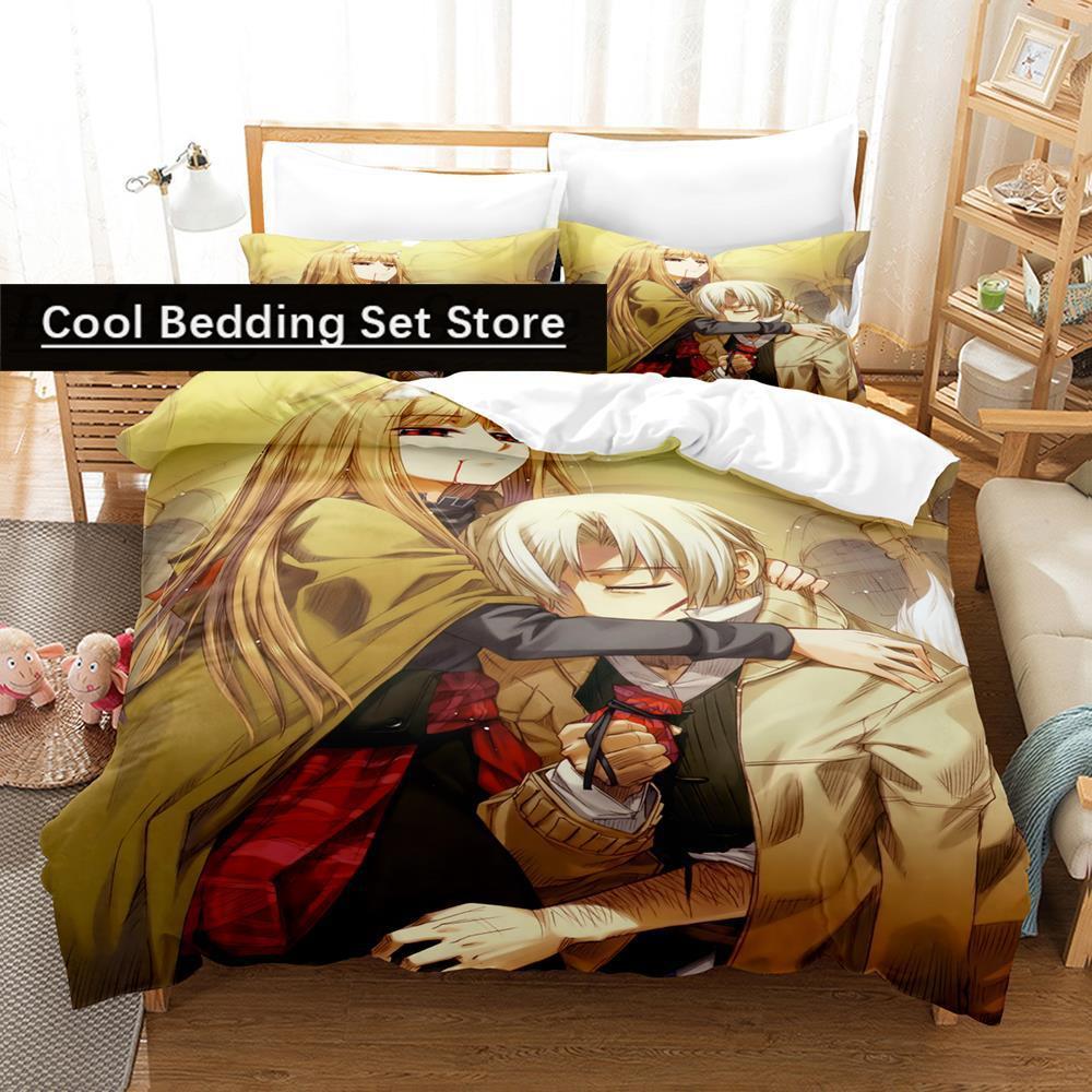 

Comforter Spice And Wolf Bedding Set Single Twin Full Queen King Size Bed Set Aldult Kid Bedroom Duvet Sets 3D Print Anime Comforter (quilt)-EU Single(135*200cm)3pcs
