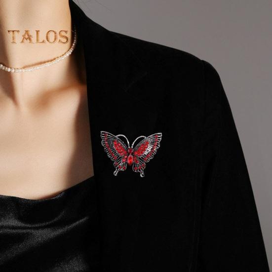 Women Brooch Retro Hollow Butterfly Shape Rhinestone Decor Anti-slip Wear-resistant Suit Coat Collar Hat Scarf Decoration Clothes Pin Prom Party