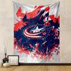 Red Blue White Star Logo Tapestry Wall Hanging, Abstract Geometric Emblem Art, Modern Wall Decor for Bedroom Living Room Dorm