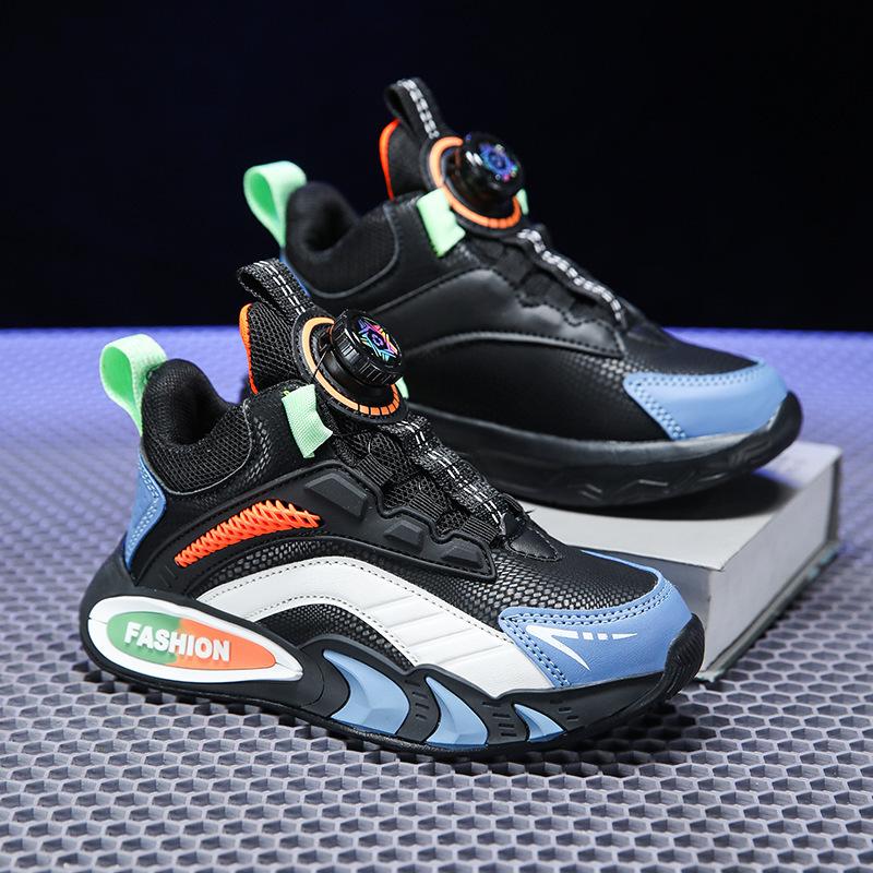 Girls' middle-aged and older children's basketball shoes, light boys' sports shoes, 2025 new spring leather children's sports shoes