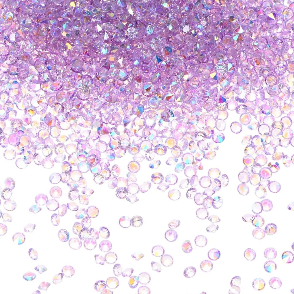 3600-Pack Acrylic Diamonds, 0.12 Inch/3mm Wedding Table Scatter Confetti Crystals for Vase Fillers/Art Craft, Acrylic Diamonds Gems [White AB]