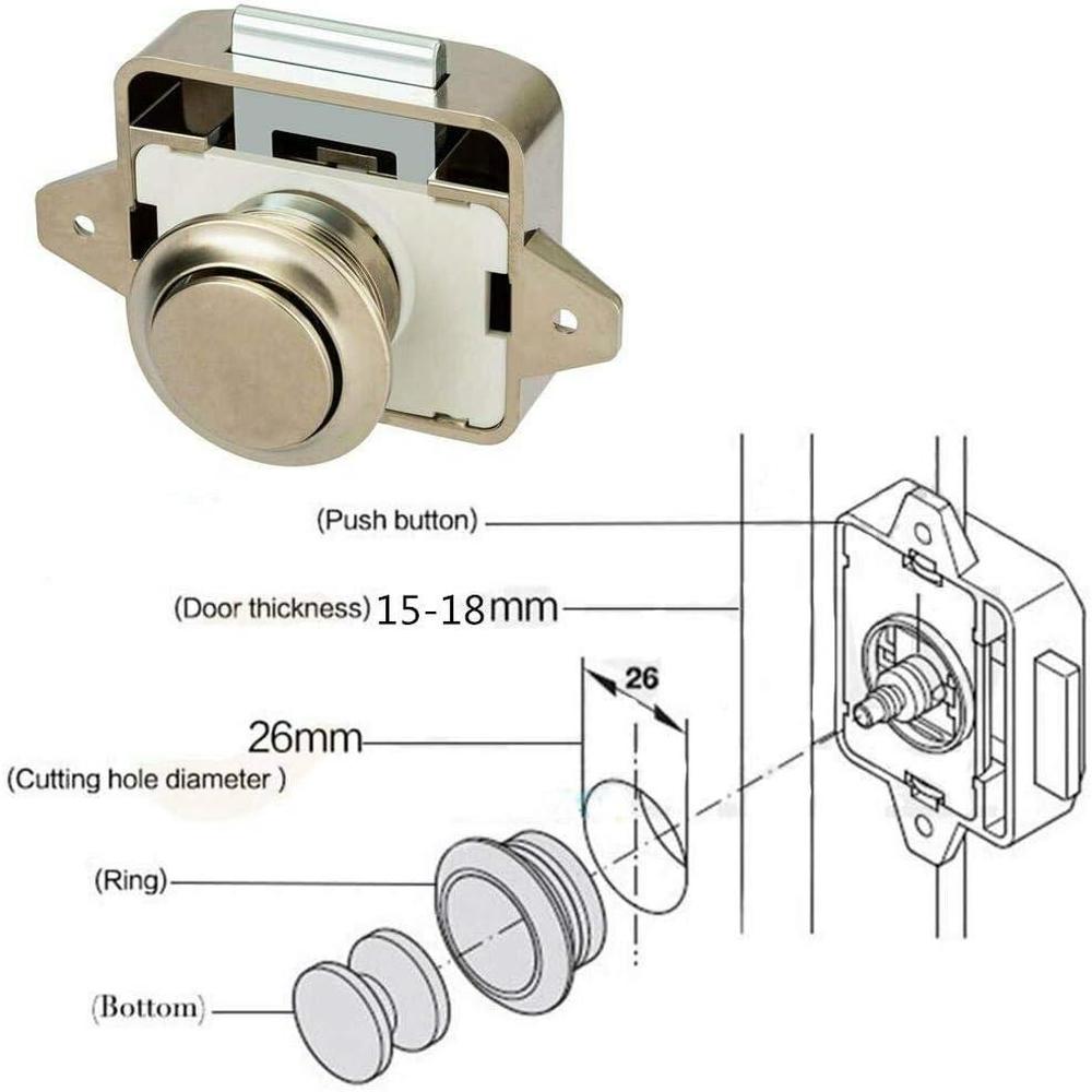 Camper Car Push Lock 20mm RV Caravan Boat Motor Home Cabinet Drawer Latch Button Locks For Furniture Hardware Door Lock
