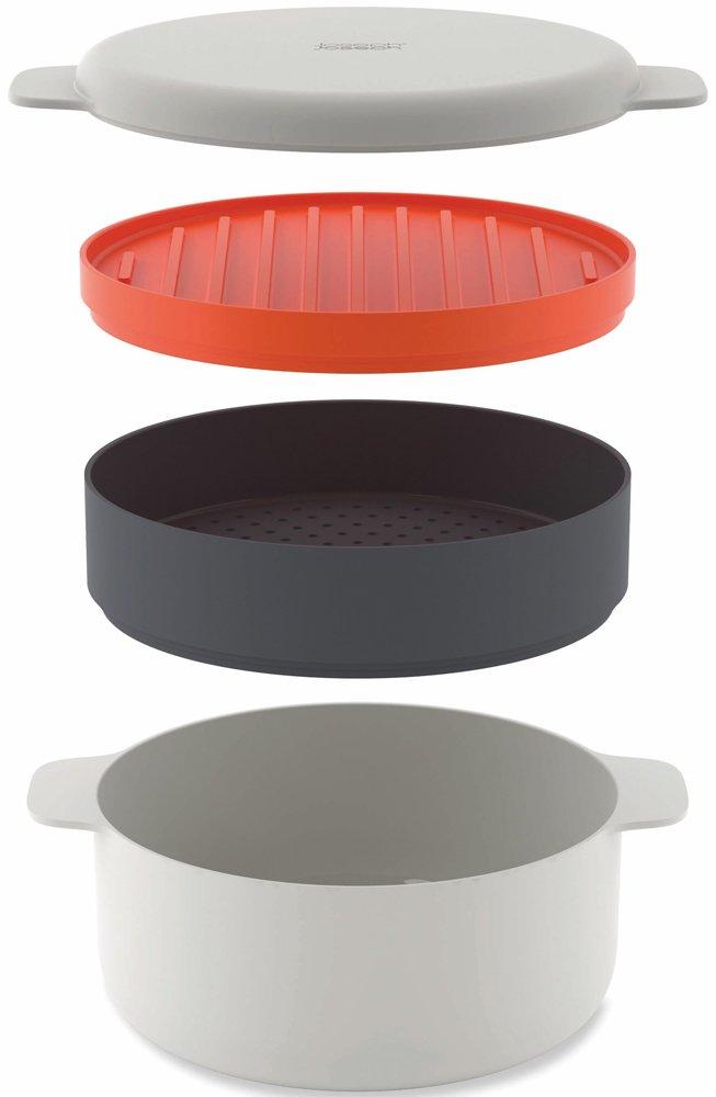 Joseph Joseph Microwave Stackable Cooking Set, Stone/Orange, M-Cuisine Plastic, 45001, 4-Piece Set [Authentic]