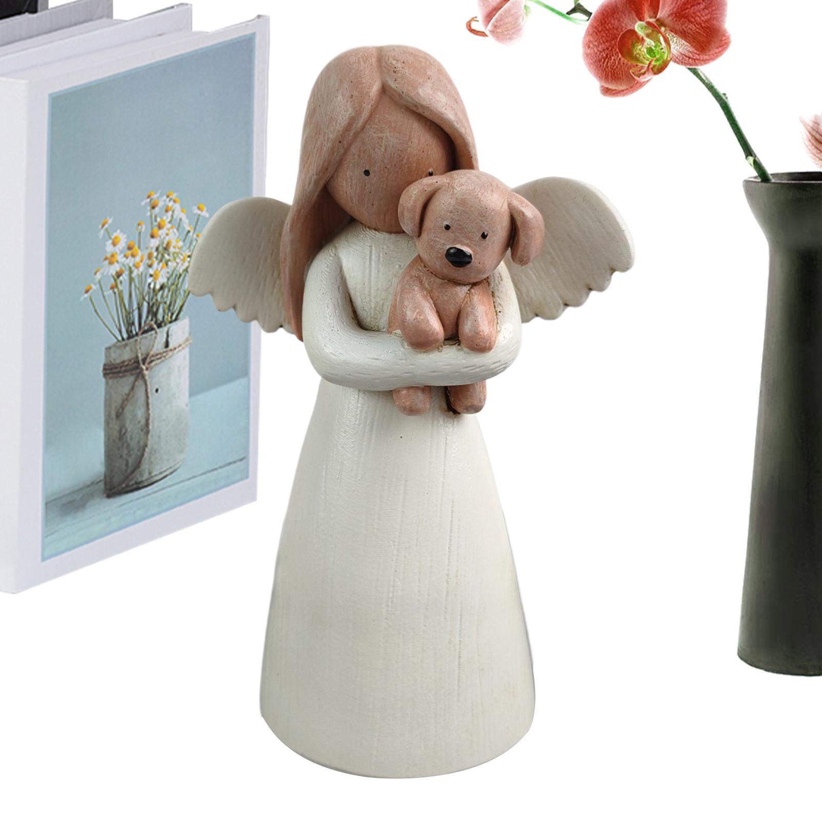Angel Holding Puppy Ornament Resin Holding A Dog Figurine Statue Friendship Angel Decor For Pets Lover Living Room Bedroom China Mainland