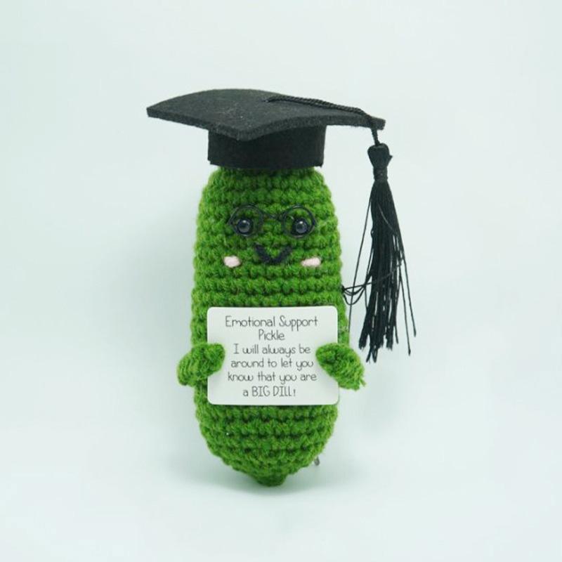 Funny Positive Crochet Dr Potato Doll Desktop Ornament Handmade Cheer Emotional Support Positive Duck with Card Home Party Decor