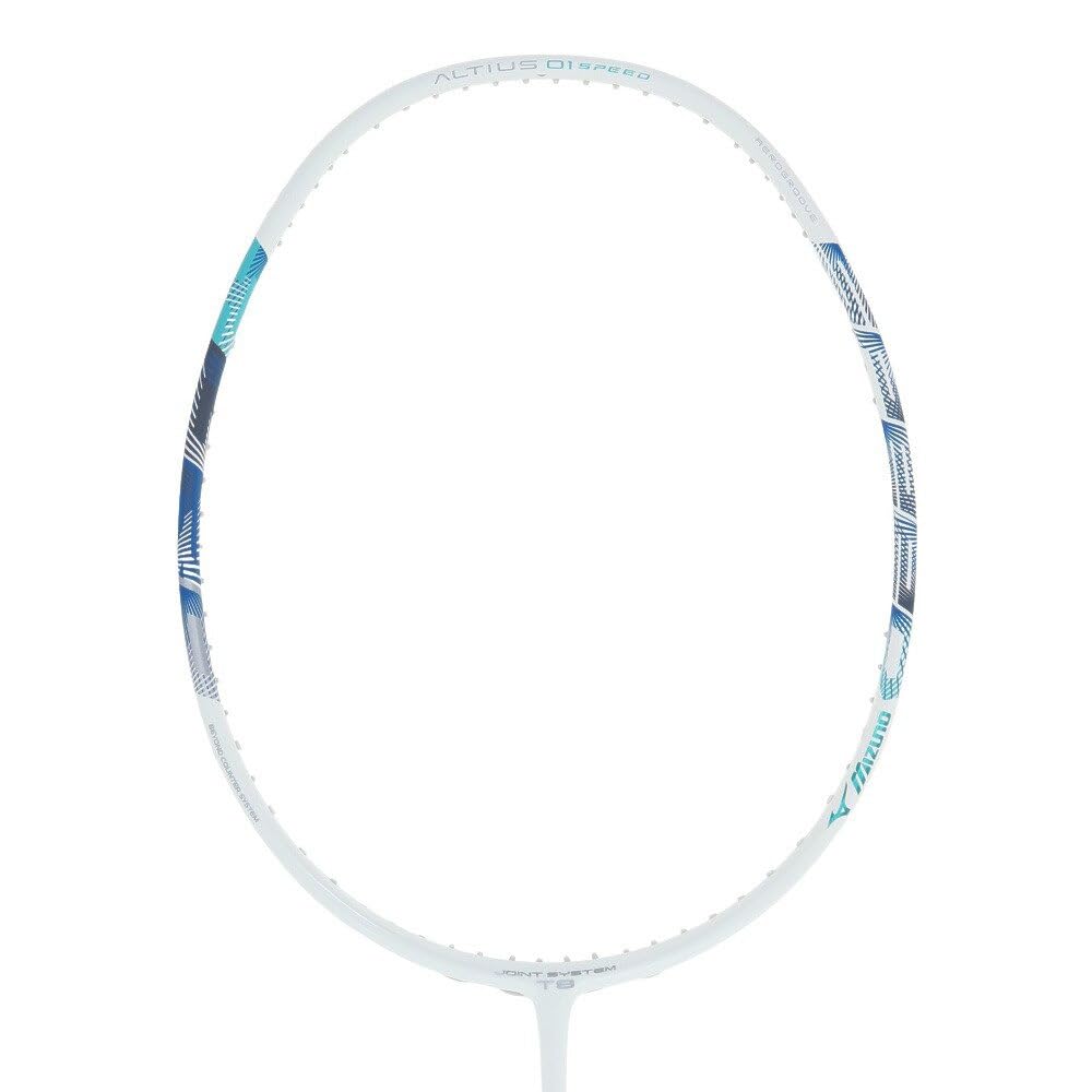 Mizuno Altius 01 SPEED Badminton 73JTB20226 x und Schläger, (Weiß Blau, 4U5, Herren Damen)