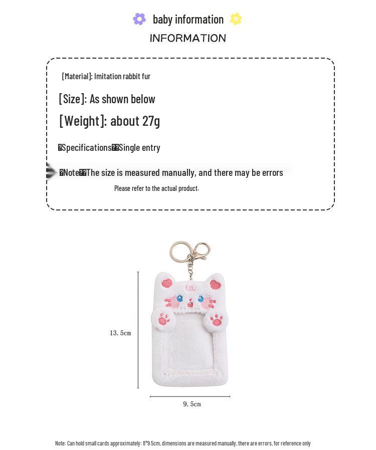 Star Idol Cute Animal Plush Card Holder - 3" Polaroid Display & Protective Sleeve Ornament