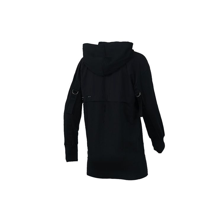 Adidas Neo Womens Zip Hoodie With Streamers Loose Mid-Length Jacket Women Jacket Black DM4219