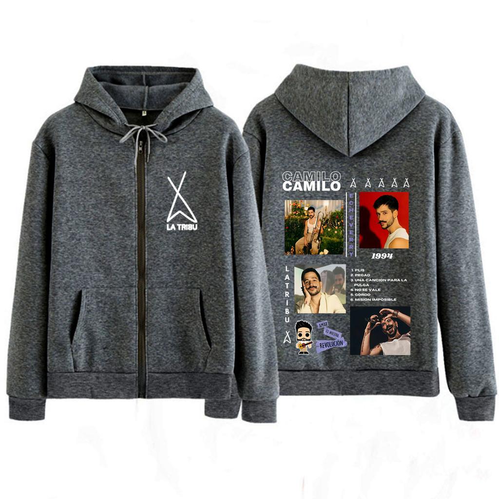 Singer Camilo Album Tour Print Zipper Hoodie Men's Women Fashion Sweatshirt Loose Casual Harajuku Zip Up Jacket Fan Gifts