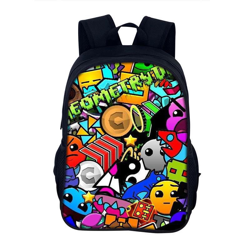 Geometry Dash Cartoon Rugzak Schooltas 40cm/15.7inch Rugzak Boekentassen Computer Rugzak voor Jongen Meisje Beste Cadeau