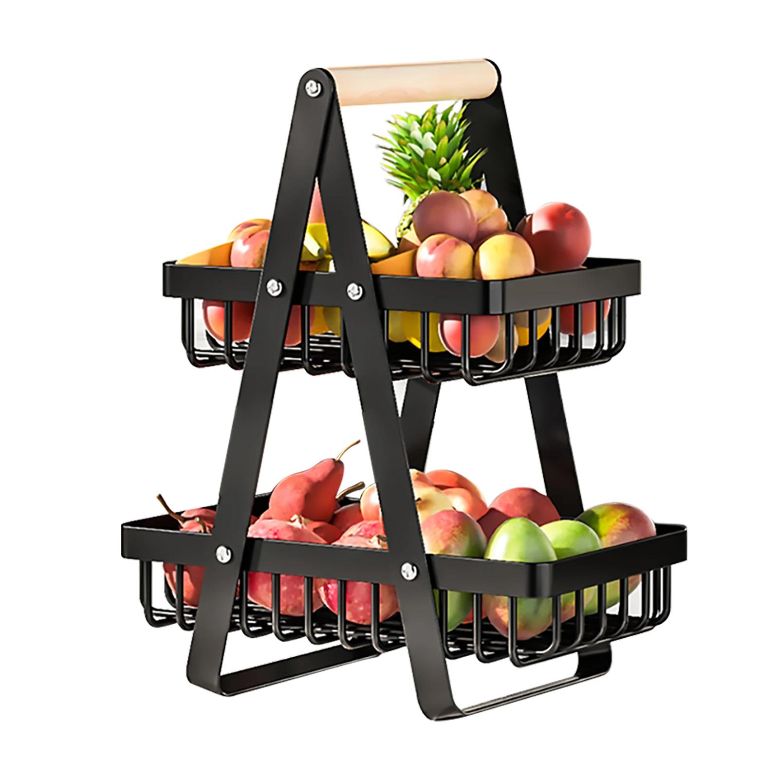 

Double layered storage blue, suitable for fruits, bread, vegetables, detachable, kitchen storage rack чёрный