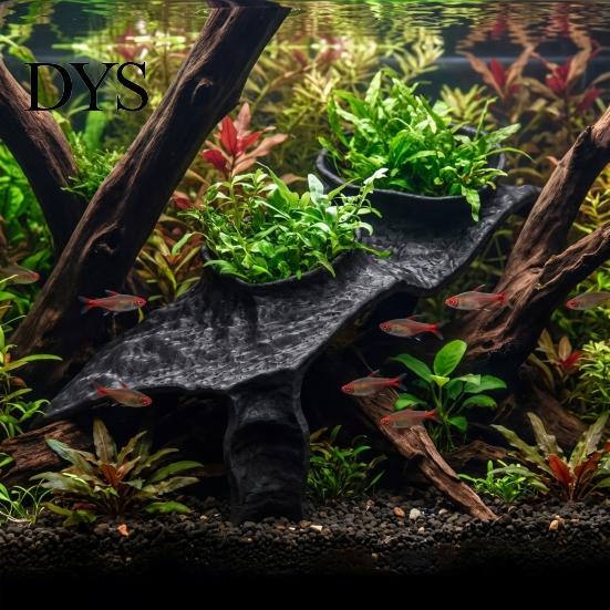 Betta Fish Cave Aquarium Corner Hideout, under Gravel Tunnel, Landscape Ornament Stone-Look Hideout Viewing Tunnel for Shrimp Tank Habitat