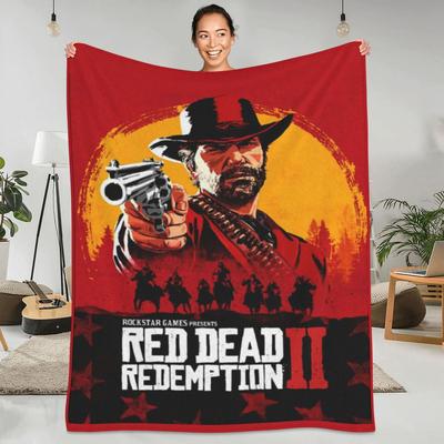 Superwarme Decken Flugzeugreise Red Dead Redemption Überwurfdecke Spieler Spiele Pistole Flanell Tagesdecke Bett Sofa Bettdecke