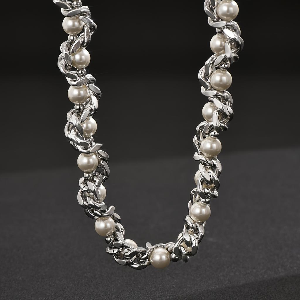 1 Colar Masculino da Moda, Colar de Corrente Cubana de Indústria Pesada Hip-hop Envolto, Design de Cobra de Nicho, Joias Combinadas para Festa de Festival de Música