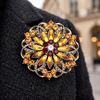 Vintage Flower Brooch Hollow Rhinestone Brooch, Floral Lapel Pin for Fashion Jewelry Women, Bling Badge Clothing Accessories Secure