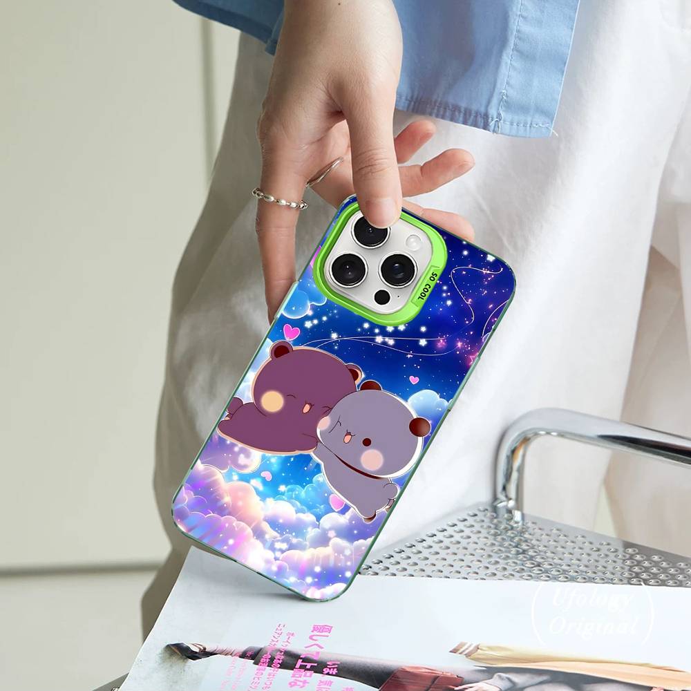 Cute Bubu Dudu For IPhone 11 12 13 14 15 16 17 Pro Max Plus Colorful Black Matte Phone Cover