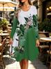 Spring Autumn Women Dress Casual Long Sleeve O-neck 3D Print Loose A-Line Dress Oversized Home Wear Robe