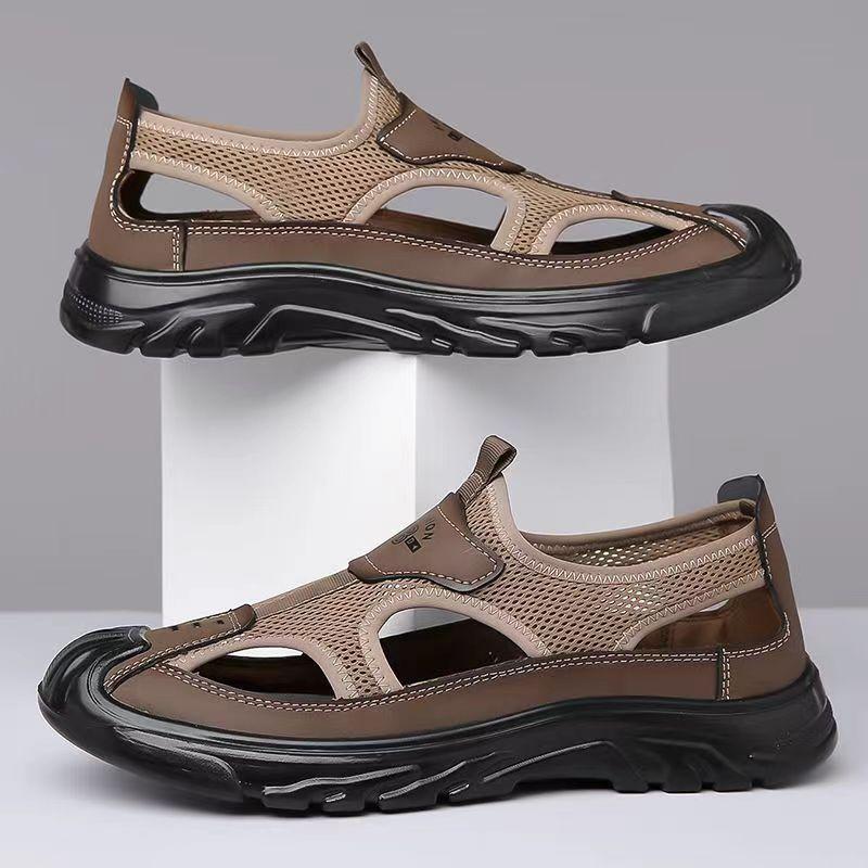 Hole Shoes 2024 Summer Mesh Bag Head Breathable Driving Hollow Outdoor Middle-aged Casual Old Beijing Sandals
