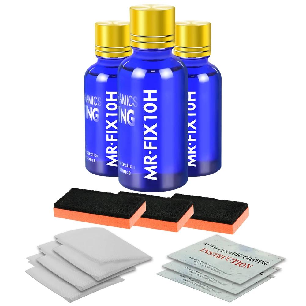 

3 шт. 10H керамическое покрытие полирующий воск супер гидрофобный уход за краской долговечность антикоррозийное покрытие кристалл автомобильное жидкое стекло