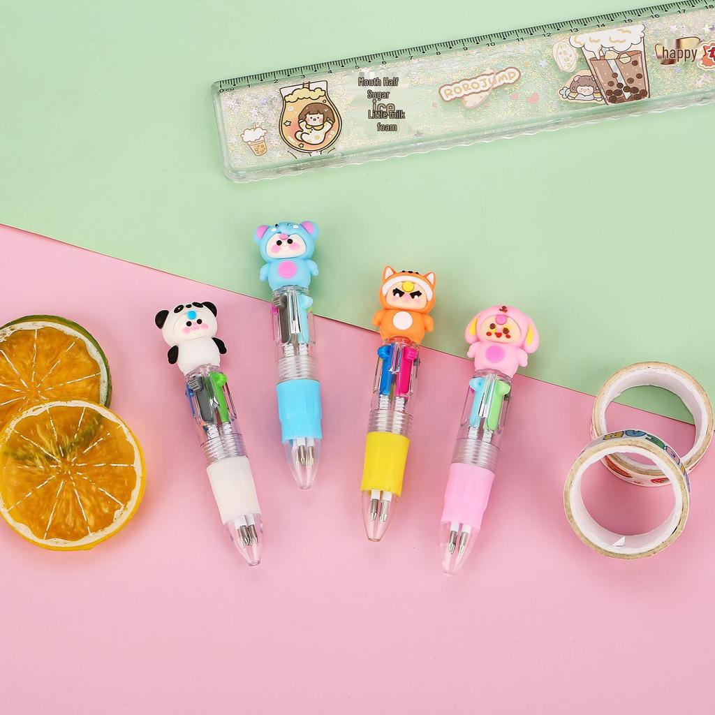Korean Cute Animal Head 4-Color Click Ballpoint Pen