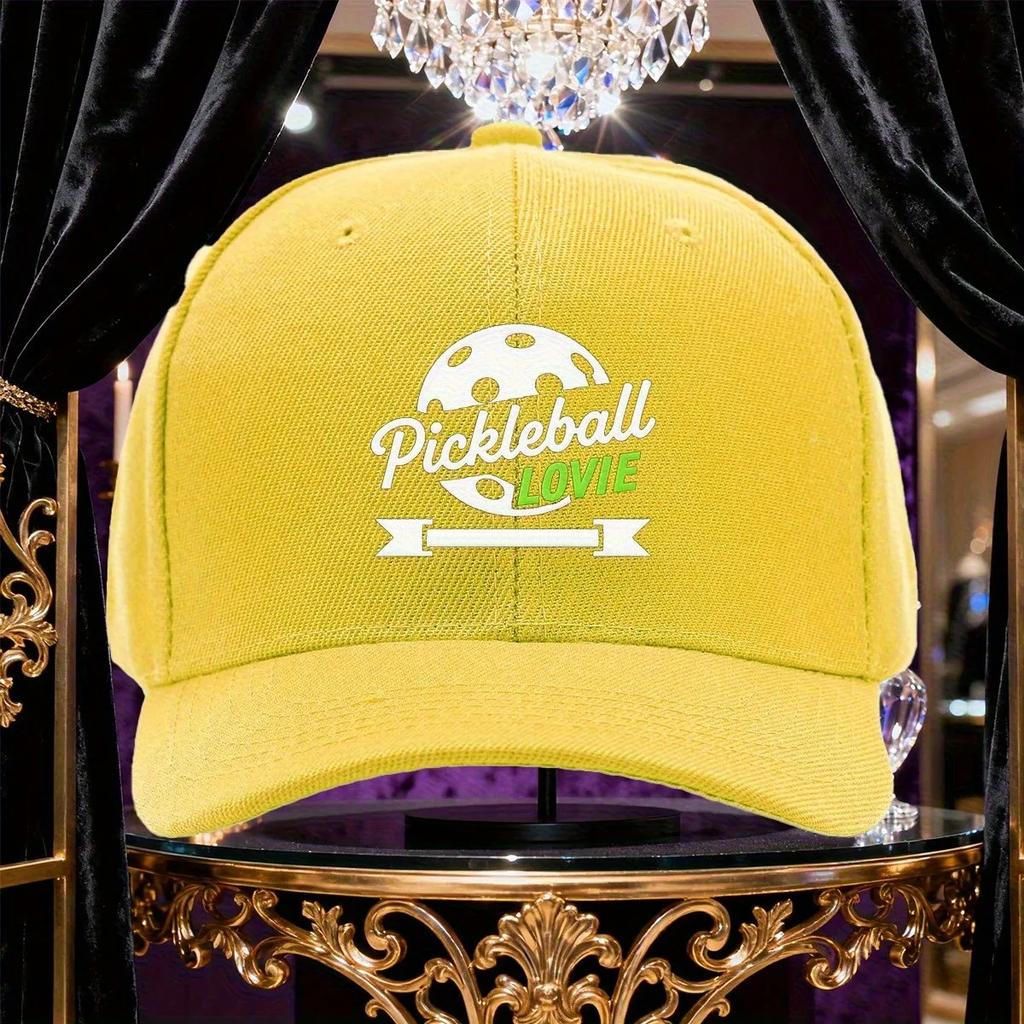 Pickleball Lovie Graphic Baseball Cap Adjustable Polyester Sun Protection Sports Hat
