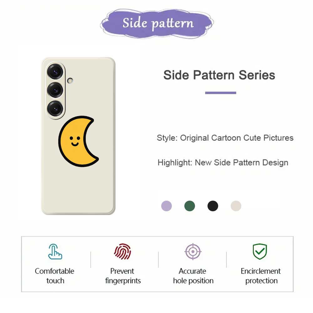 For Samsung Galaxy S25 Case Yellow Moon Pattern Printing Straight Edge TPU Phone Back Cover