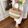 Yogodlns Women Straw Woven Bag Straw Tote Bag Large Capacity Weaving Shoulder Purse with Lace Woven Shopping HandBag Summer Beach Clutch
