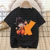 Dragon Ball Goku T-shirt Cotton Children A-Z Letter Tee Top Black Round Collar Clothing Boys Girl Summer Short Sleeve Kids