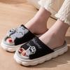 Women's Cute Cat Pattern Slippers Open Toe Indoor Flat Shoes Cozy Bedroom Floor Slippers