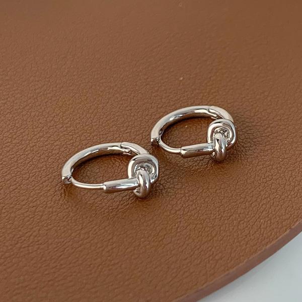 PONYKISS 925 Silver Knot Hoop Earrings for Women Minimalist Vintage Jewelry Geometric Party Accessories