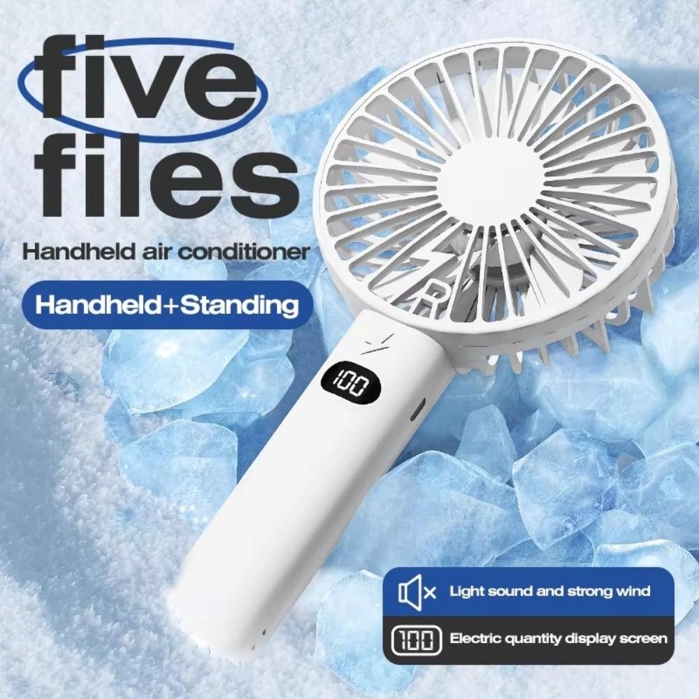 5-Speed Wind Charging Fan Handheld Desk Fan Portable Mini Fan With Phone Holder