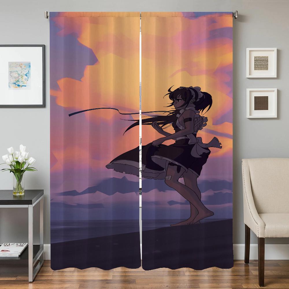 Home Interior Kitchen Curtains for Living Room 2 Pieces Blackout Curtains Door Curtain Young Girls Partition Bedroom Decoration
