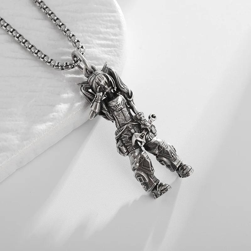 Vintage Punk Biker Girls Pendant Fashion Necklace for Men Women Motorcycle Riding Statement Jewelry Gifts