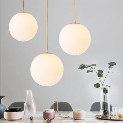 Lampe suspendate cu bile de sticlă retro Lămpi suspendate glob alb pentru bar, restaurant, corpuri de iluminat decorative, pentru dormitor, lampă suspendată cu LED