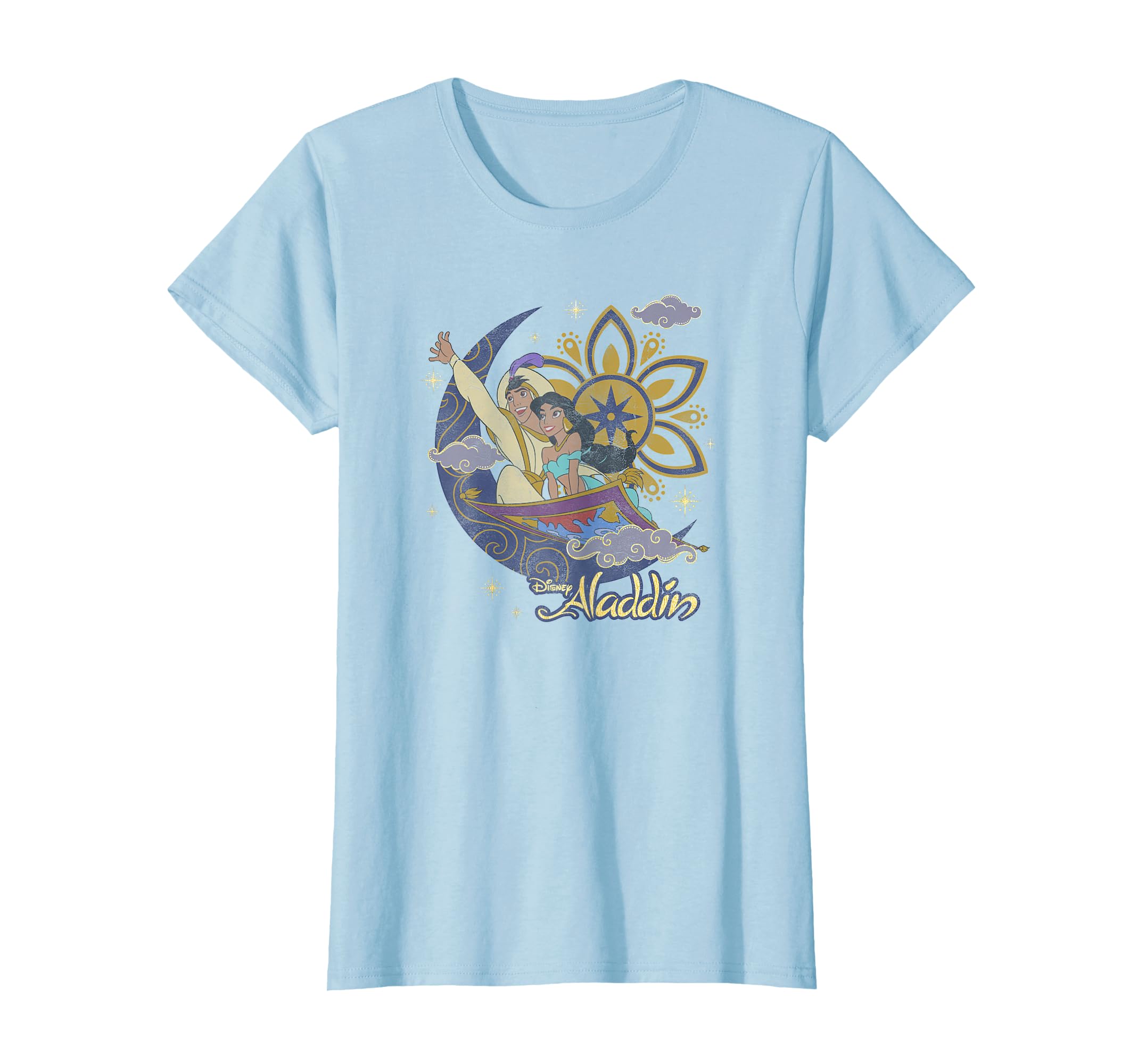 Дисней Аладдин Жасмин и Аладдин Летающий ковер Цветочный плакат Футболка