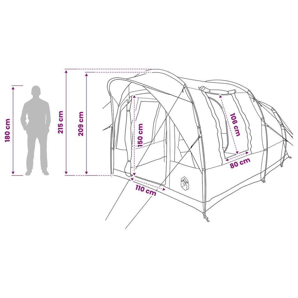 Tunnel Tent Olive Green 400 x 260 x 200 cm Polyester and Steel