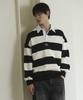 THE GREEN LAB Striped Rugby Collar Sweatshirt [Black]