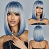 Dark Brown Short Bob Synthetic Hair Wigs with Bangs Straight Cosplay Lolita Natural Wig for Women Afro Blunt Cut Heat Resistant