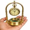 Brass Hanging Pocket Watch Clock with Compass, Nautical Desk Clock, Maritime Table Decor, Antique Style Brass